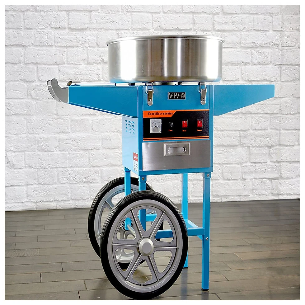 VIVO CANDY V002B Máquina de Algodão Doce Elétrica com Carrinho, 110V, 1030W, Azul