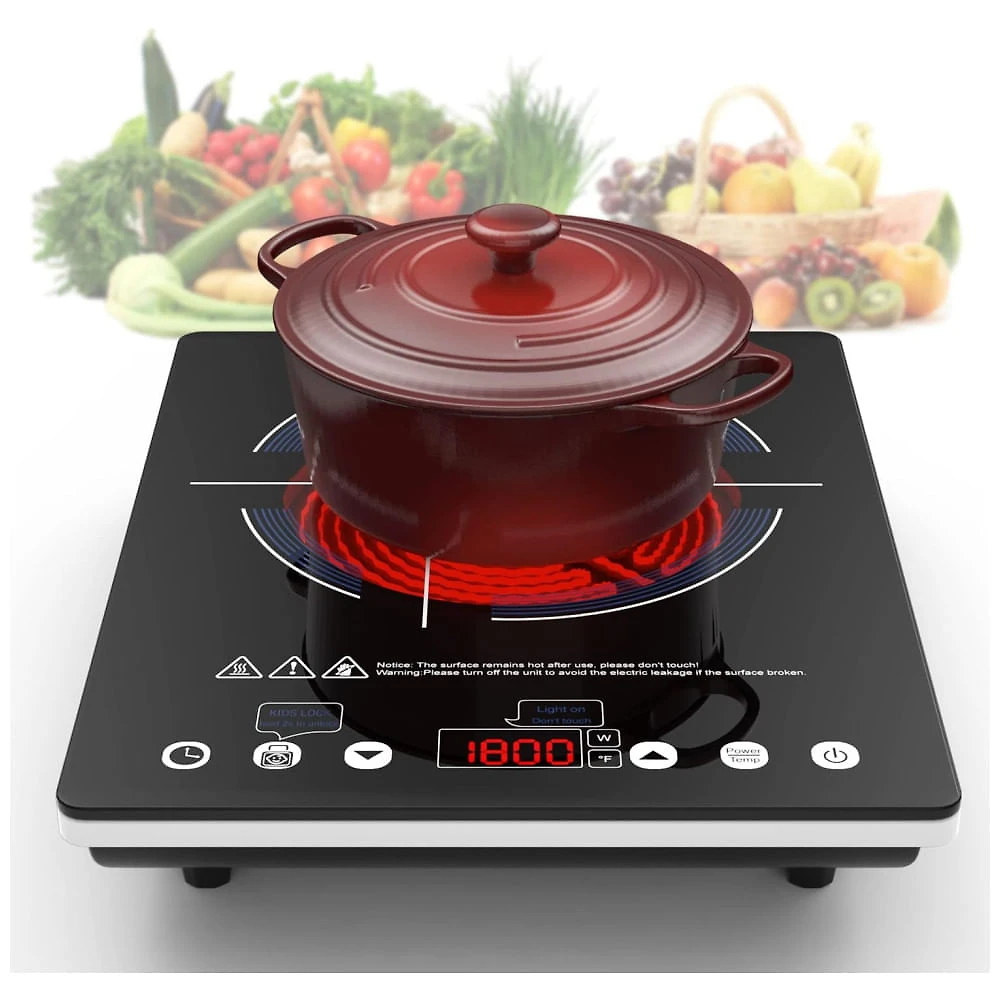 Cooktop Eltrico de Induo Porttil com Queimador nico, Painel Digital, 9 Nveis de Potncia, Trava para Crianas e Temporizador e Proteo Contra
