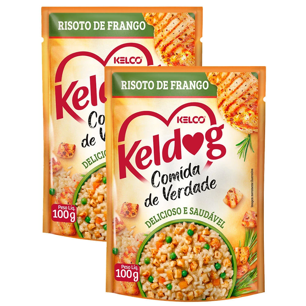 Ração Úmida para Cachorro Keldog Risoto de Frango em Sachê 100g | Kit com duas unidades