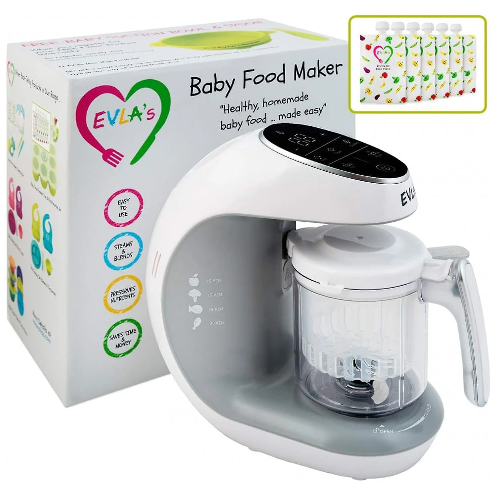 Processador de Alimentos para Bebês Multifuncional com Controle Digital, 110V EVLAS, Branco