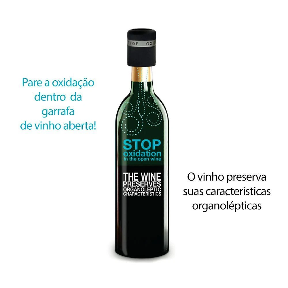 Miniatura Tampa Salva Vinho Rolha Pulltex Marcador Data Filtro Carbono