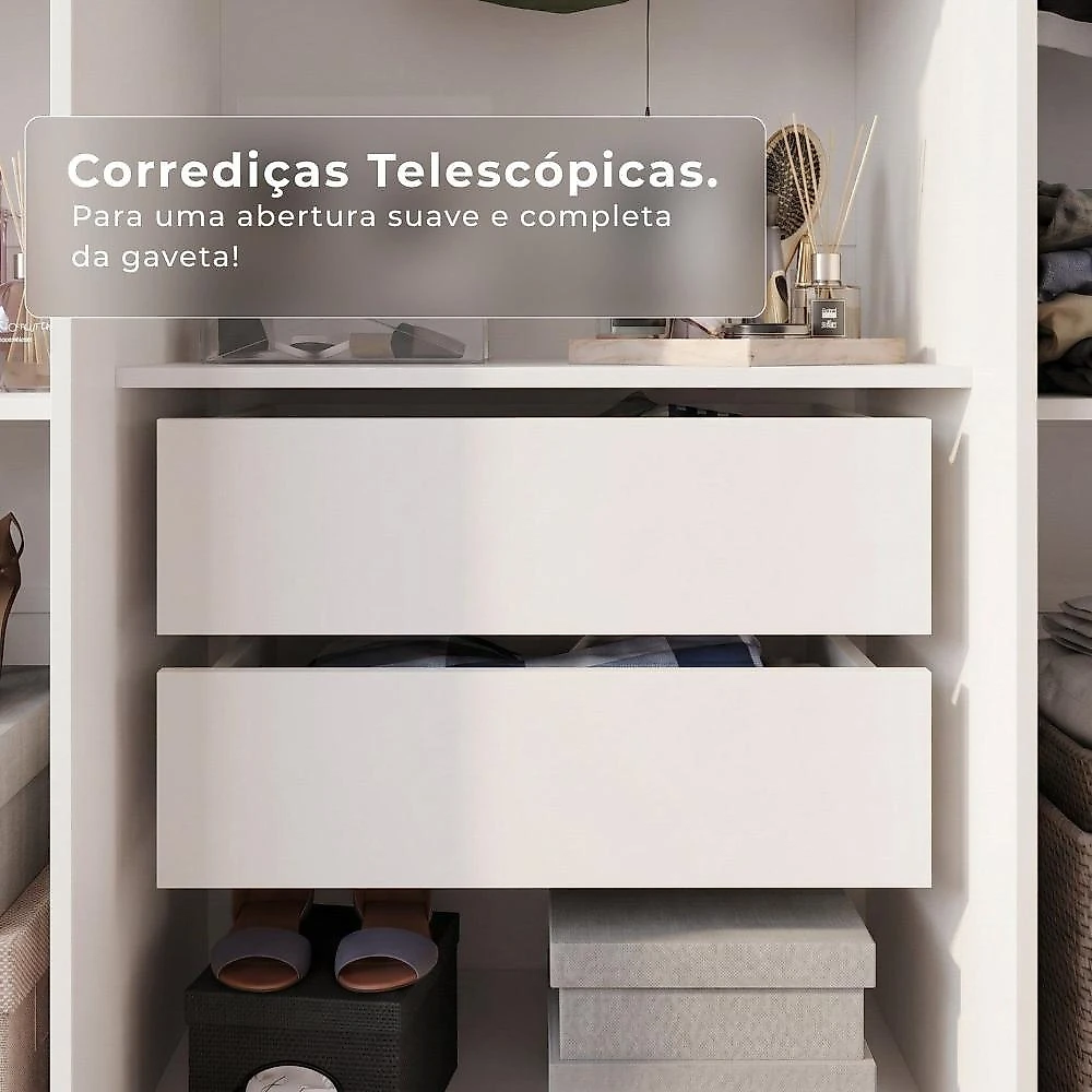 Guarda Roupa Casal 6 Portas 2 Gavetas Malta Yescasa Branco