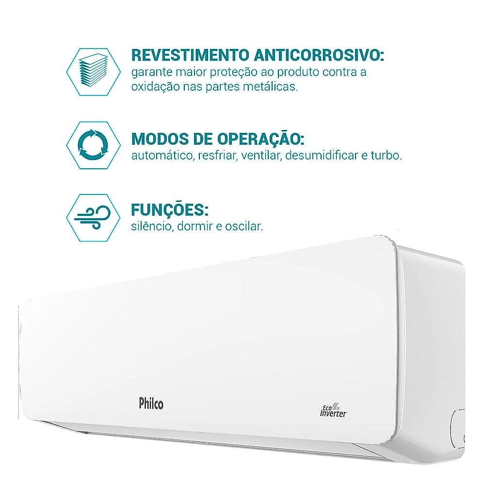 Ar Condicionado Split 24 000 Btus Philco Eco Inverter PAC24QC, Quente e Frio 220 Volts Ar Condicionado Split 24000 Btus Philco Eco Inverter PAC24QC, Quente e Frio 220 Volts