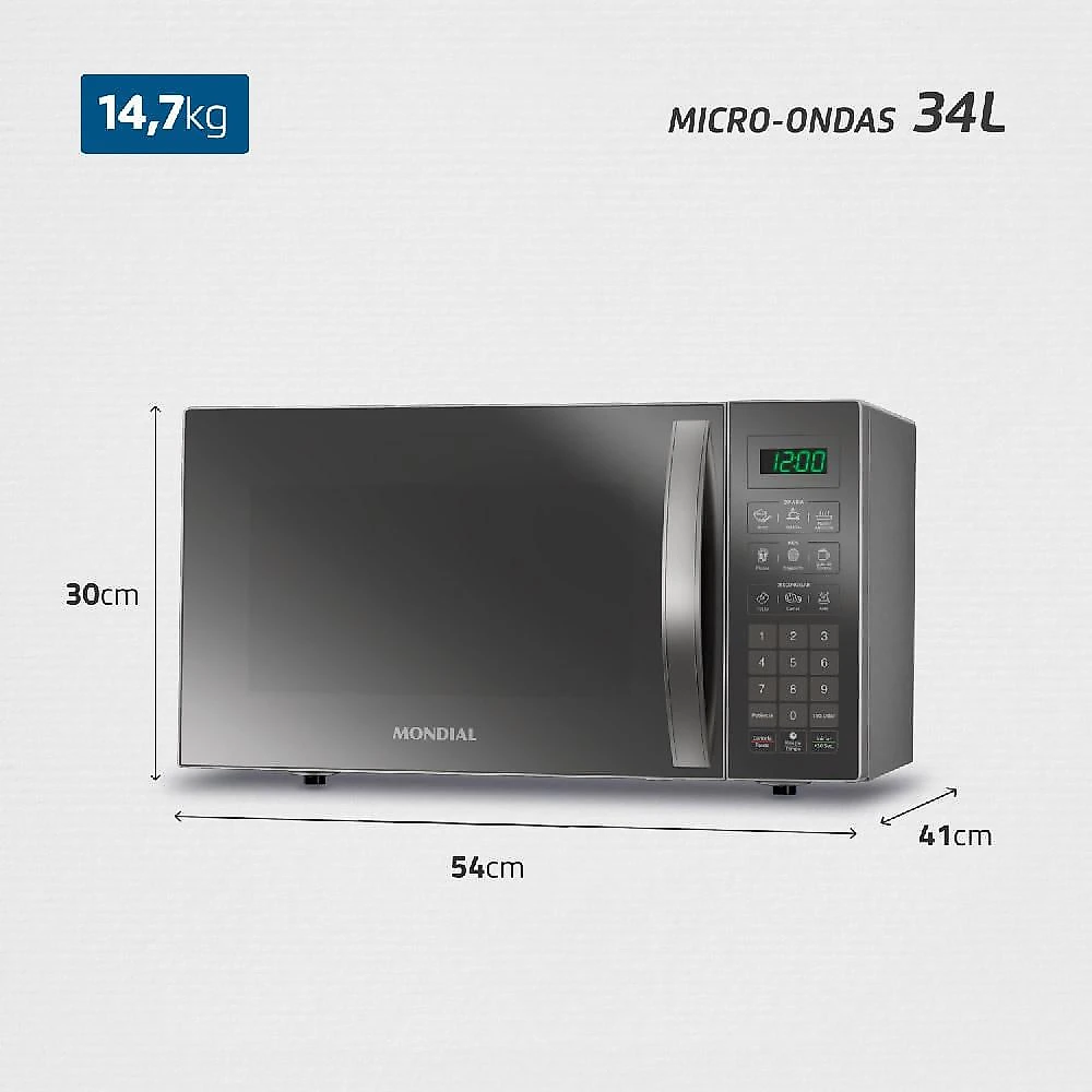 Micro-ondas 34L Mondial MO-02-34-E Prata 127V 127V