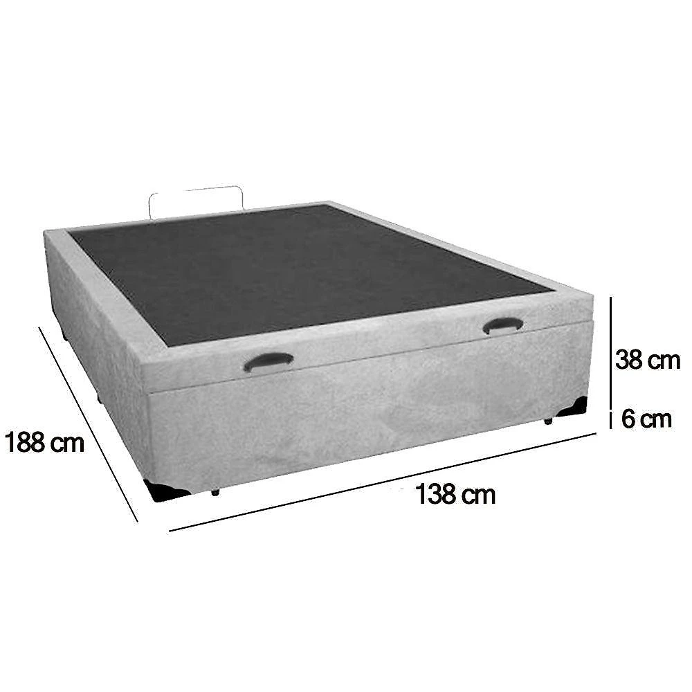 Cama Box Baú Casal Suede Sereneprime Cinza 138x188x44