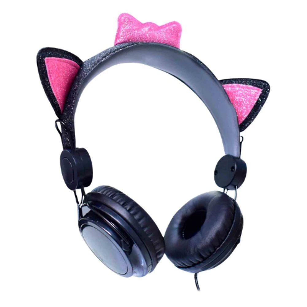 Miniatura Headphone Cat Ear Fone De Ouvido K-mex Preto E Rosa Ar30