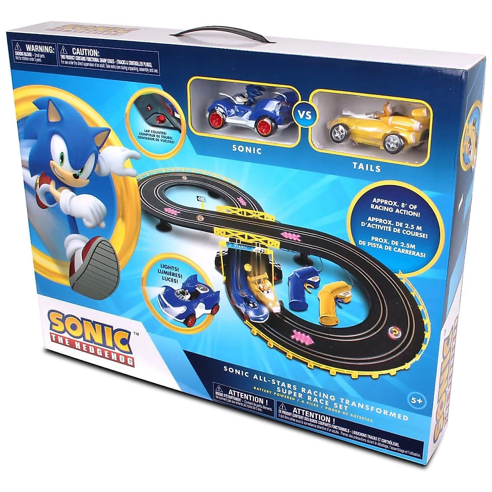 Sonic Tails RC Slot Car Race Set Black Figure 8 Track with Lap Counter by NKOK.