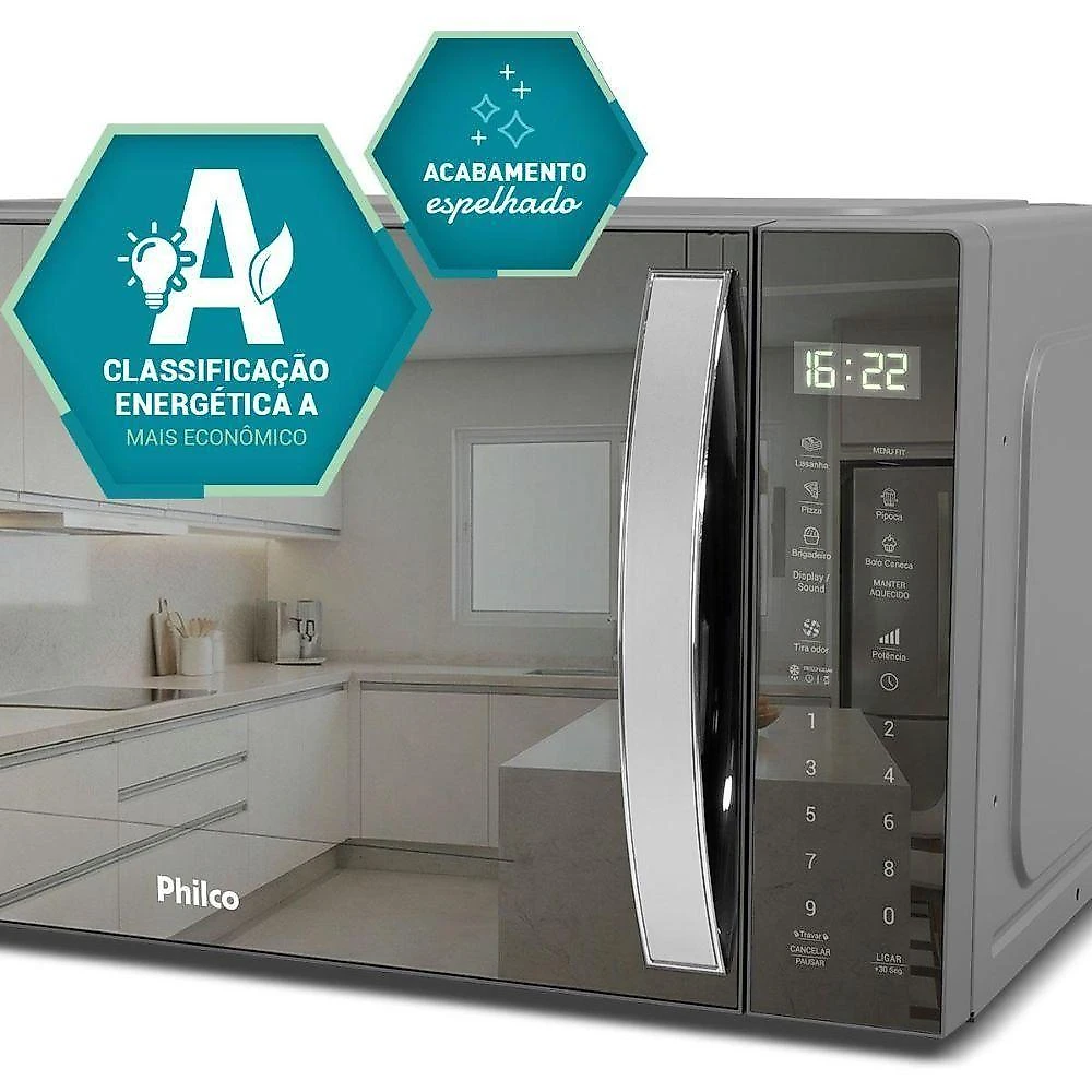 Micro-ondas de Bancada Philco Pmo31s 28L 1100W Tira Odor Prata 110V