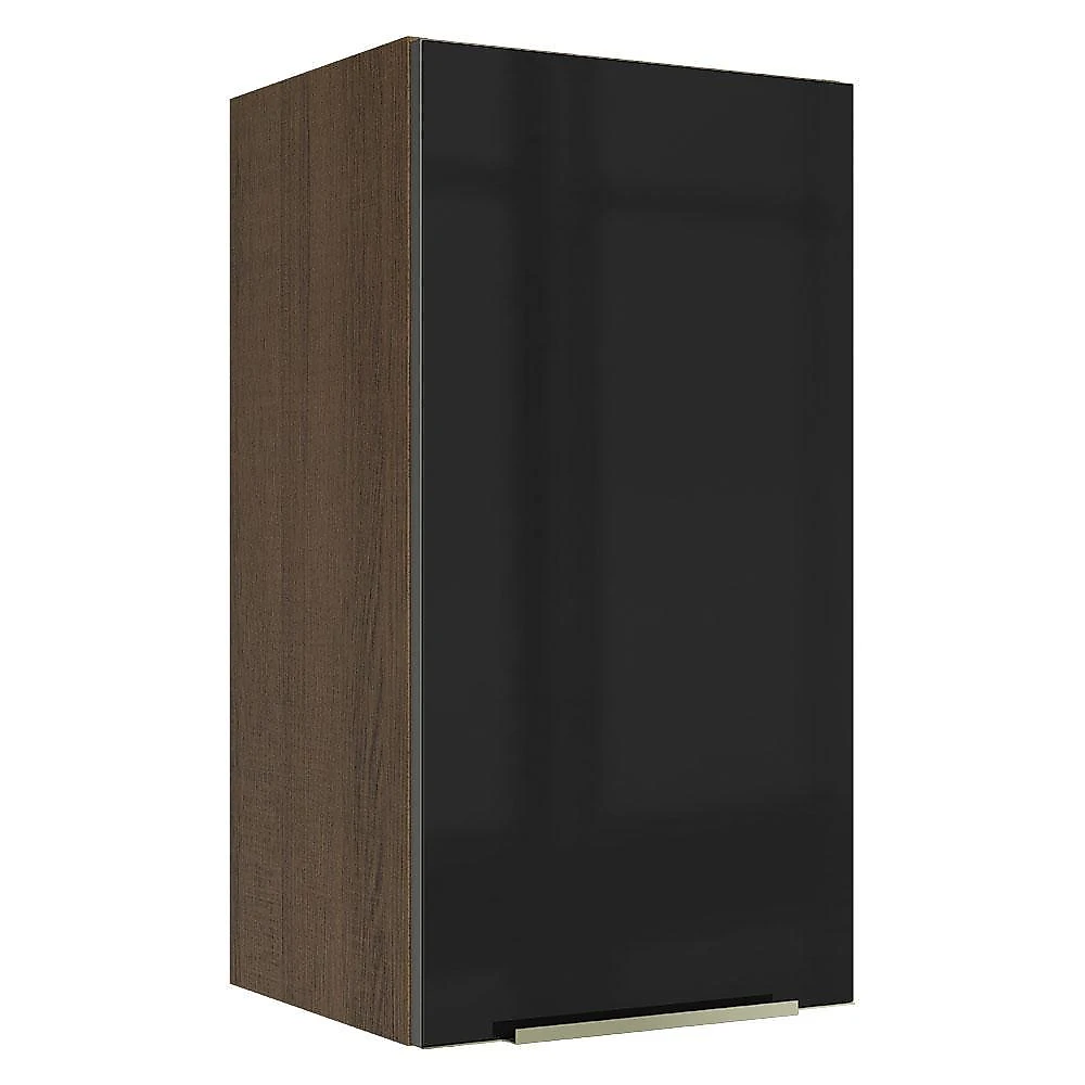 Armário aéreo madesa lux 35 cm 1 porta - rustic/preto
