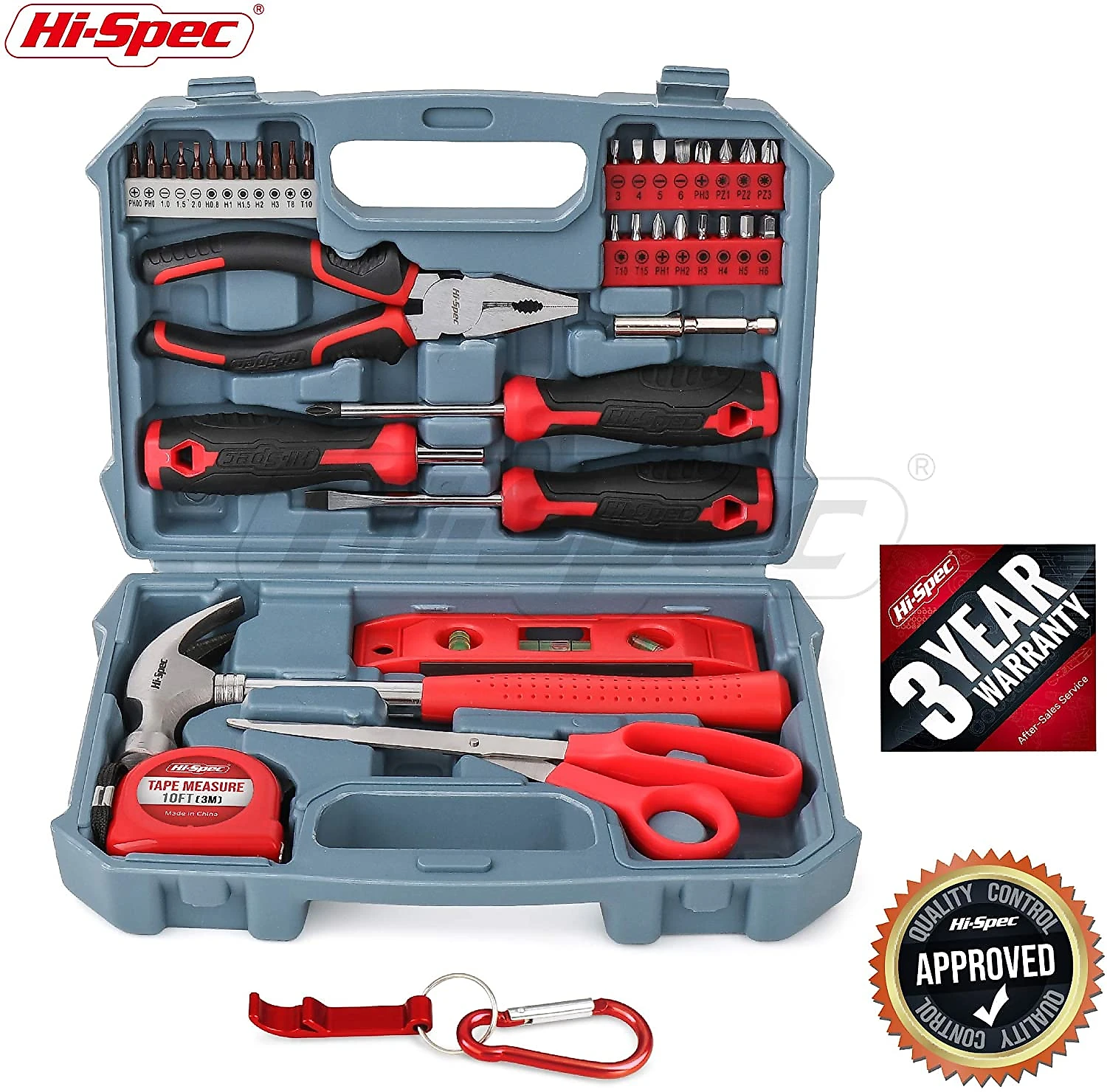 HiSpec Kit de Ferramentas c Maleta de Transporte 42 Peças Vermelho