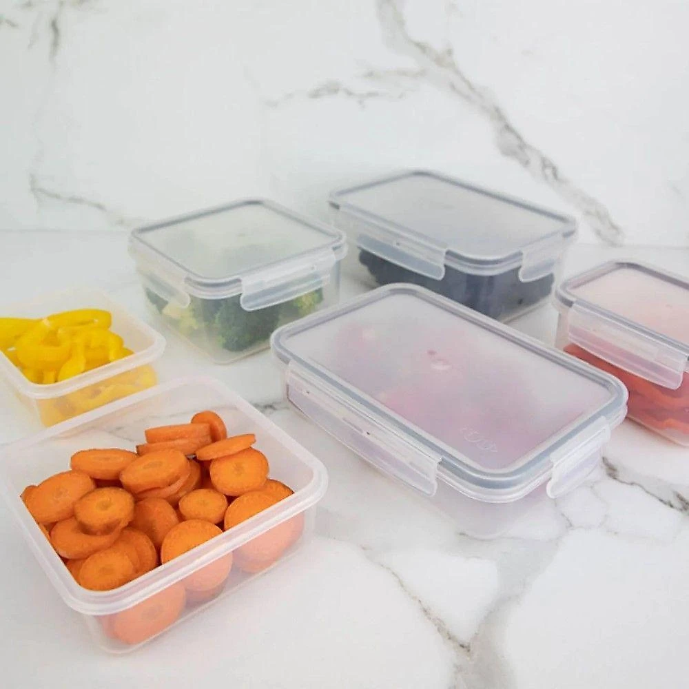 Conjunto De Potes Organizadores De Geladeira Click Retangular 6 Peças Transparente Ou