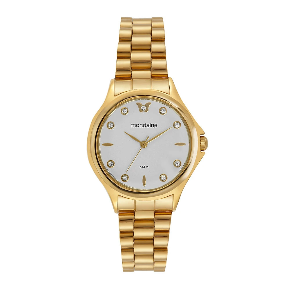 Relógio Feminino Cristais Borboleta Dourado