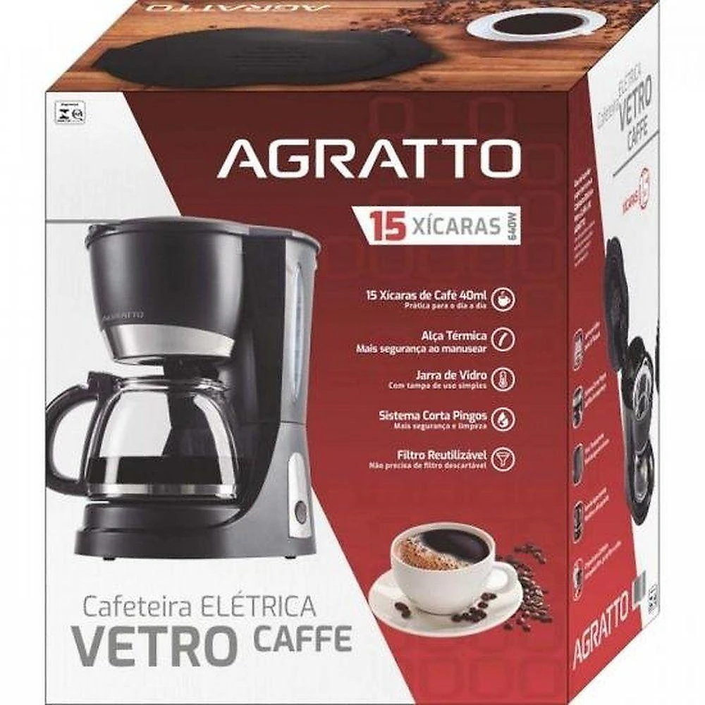 Cafeteira Elétrica Agratto Vetro Caffe CEV15 em Plástico para 15 Xícaras 220V