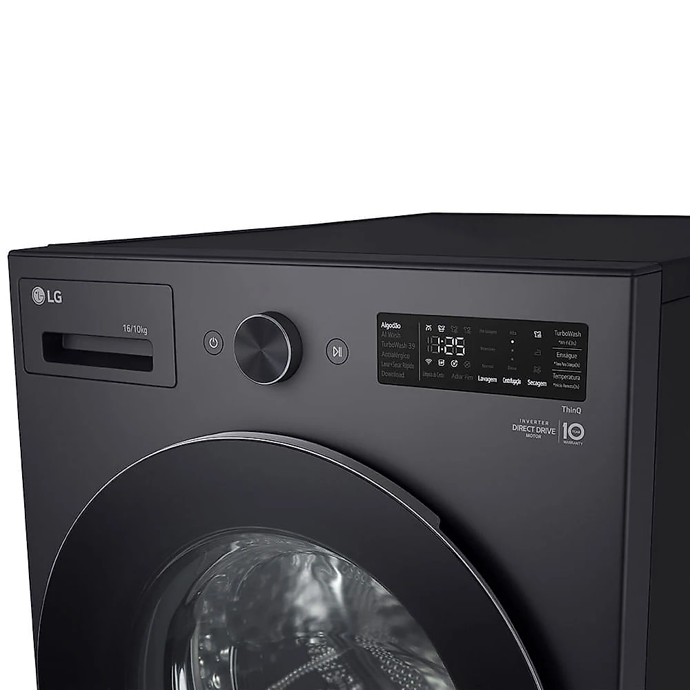Lava e Seca Smart LG 16kg com Inteligência Artificial Aidd WD16GNTS6B/A Black Inox - 110V