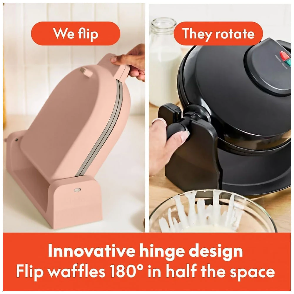 Máquina de Waffles bella FlipnStore com Revestimento Cerâmico EverGood, Design Compacto que Economiza Espaço, Indicador de Energia