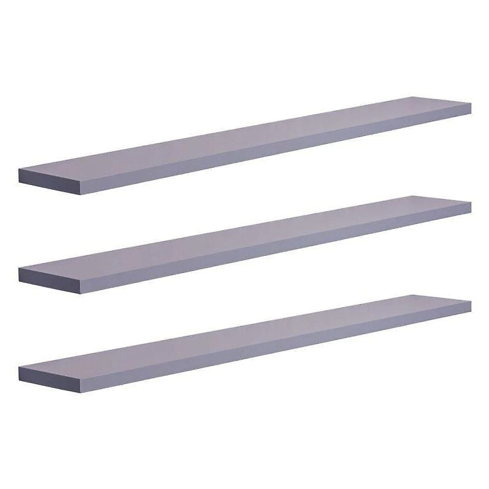 Prateleira Kit 3 70X10CM MDP Fixação Suporte Invisível Sala Moderno Fosco Cinza Claro Mercado webcontinental-7899983664353