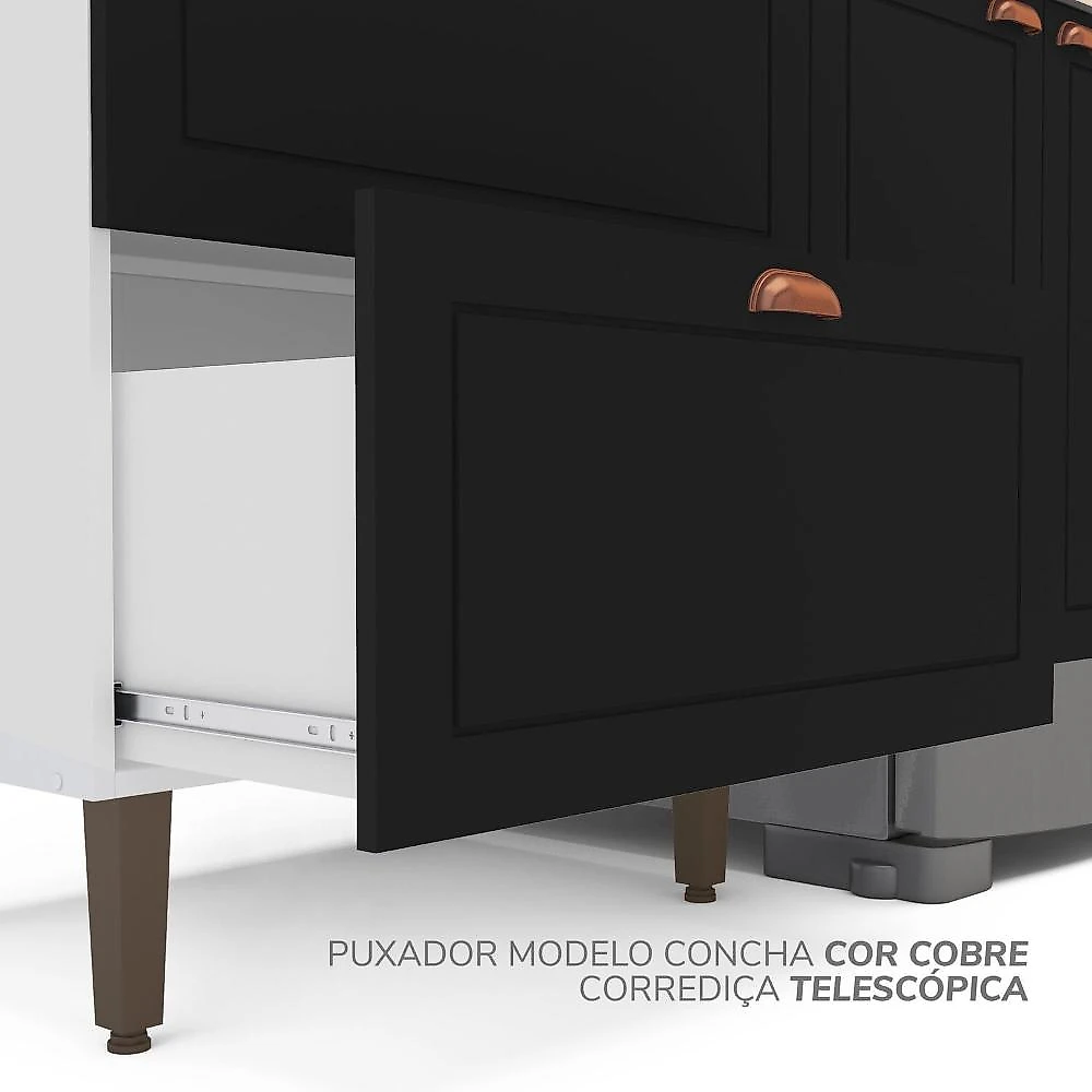 Torre Quente 1 Porta 2 Gavetas 2 Nichos para Forno Pérola Yescasa Branco / Preto