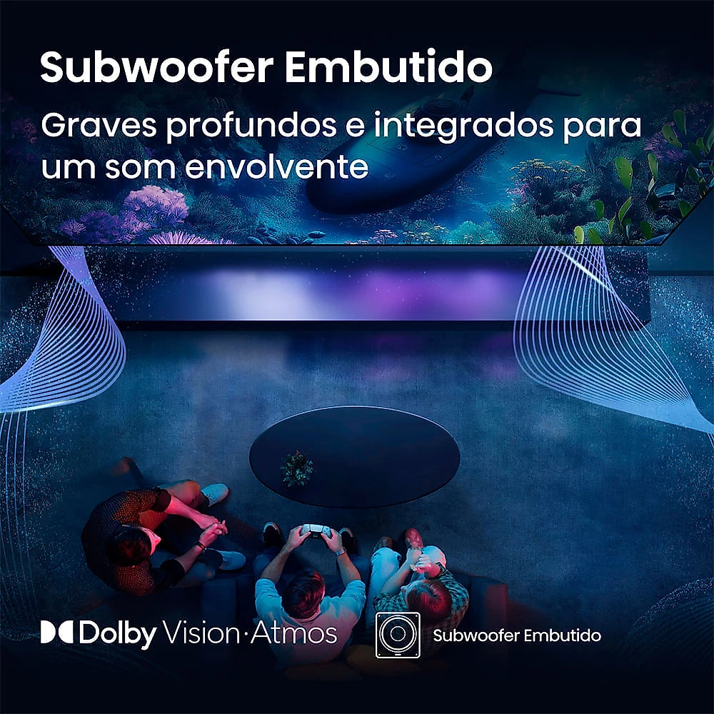 Smart TV 4K Hisense QLED 100” Polegadas com Subwoofer Embutido, Modo Jogo Pro, 144Hz e Wi-Fi - 100Q7QG Bivolt