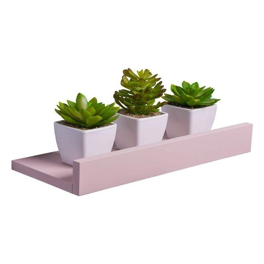 Prateleira Porta Quadros 50x10CM MDP Suporte Invisível Organizadora Moderna Sala Rosa Claro Mercado