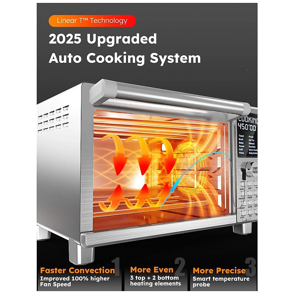 Forno Elétrico Nuwave Bravo XL Pro 30L Inox Air Fryer Convecção 100 Presets Sonda Digital 110V