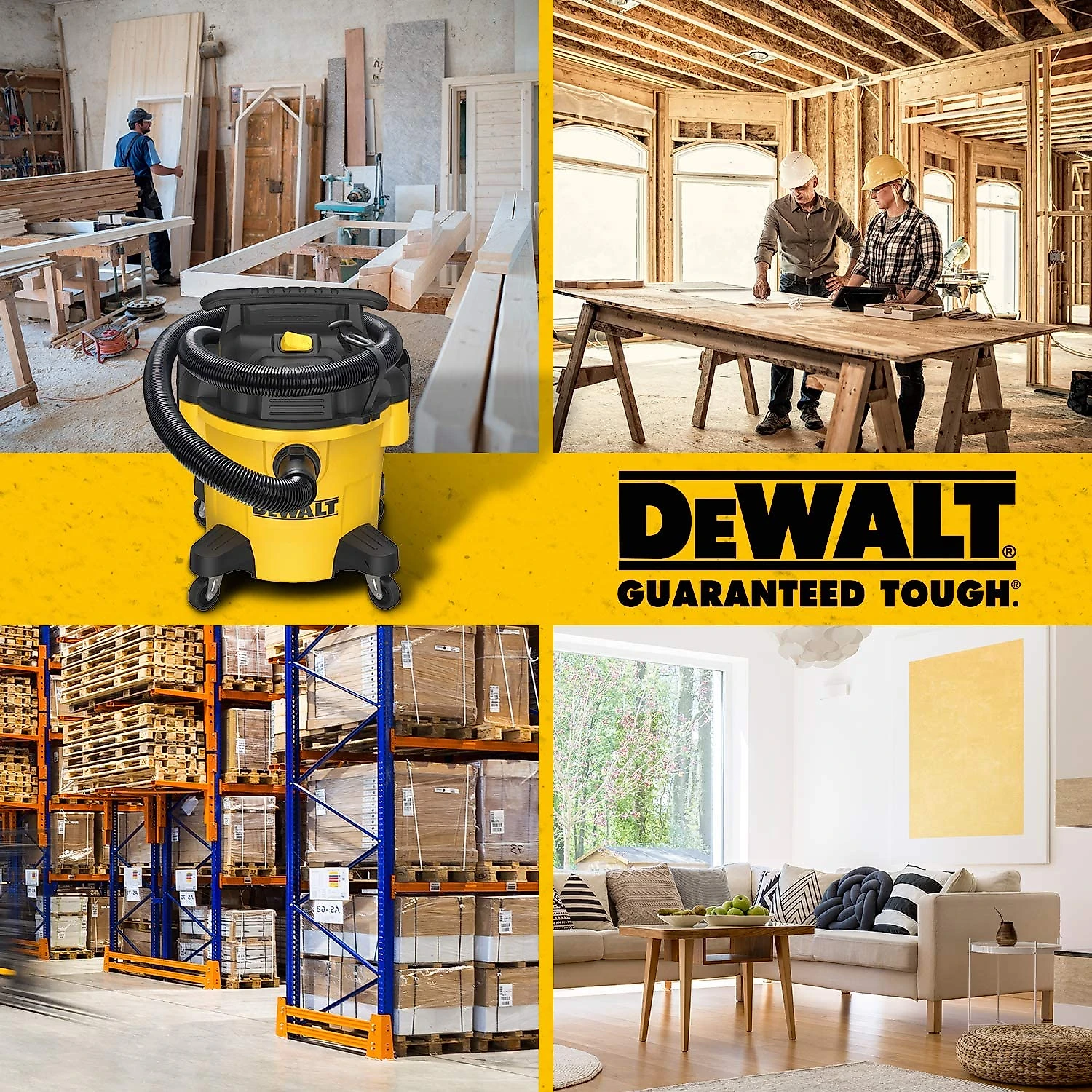 DEWALT DXV05P 5Gallon Poly WetDry 4 Peak HP Shop Vacuums 5 Gallon Yellow Black