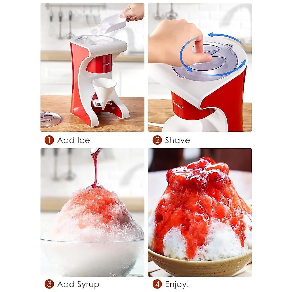 Máquina de Raspadinha para Cones de Neve e Coquetéis, 110V, Reemix, Vermelha