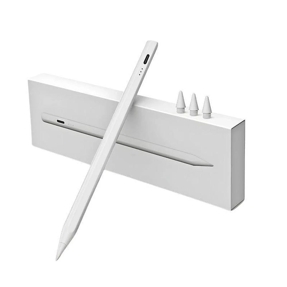 Caneta Digital Touchscreen Recarregável Ponta Fina Branco Compatível Celulares Tablets Laptops Mesas