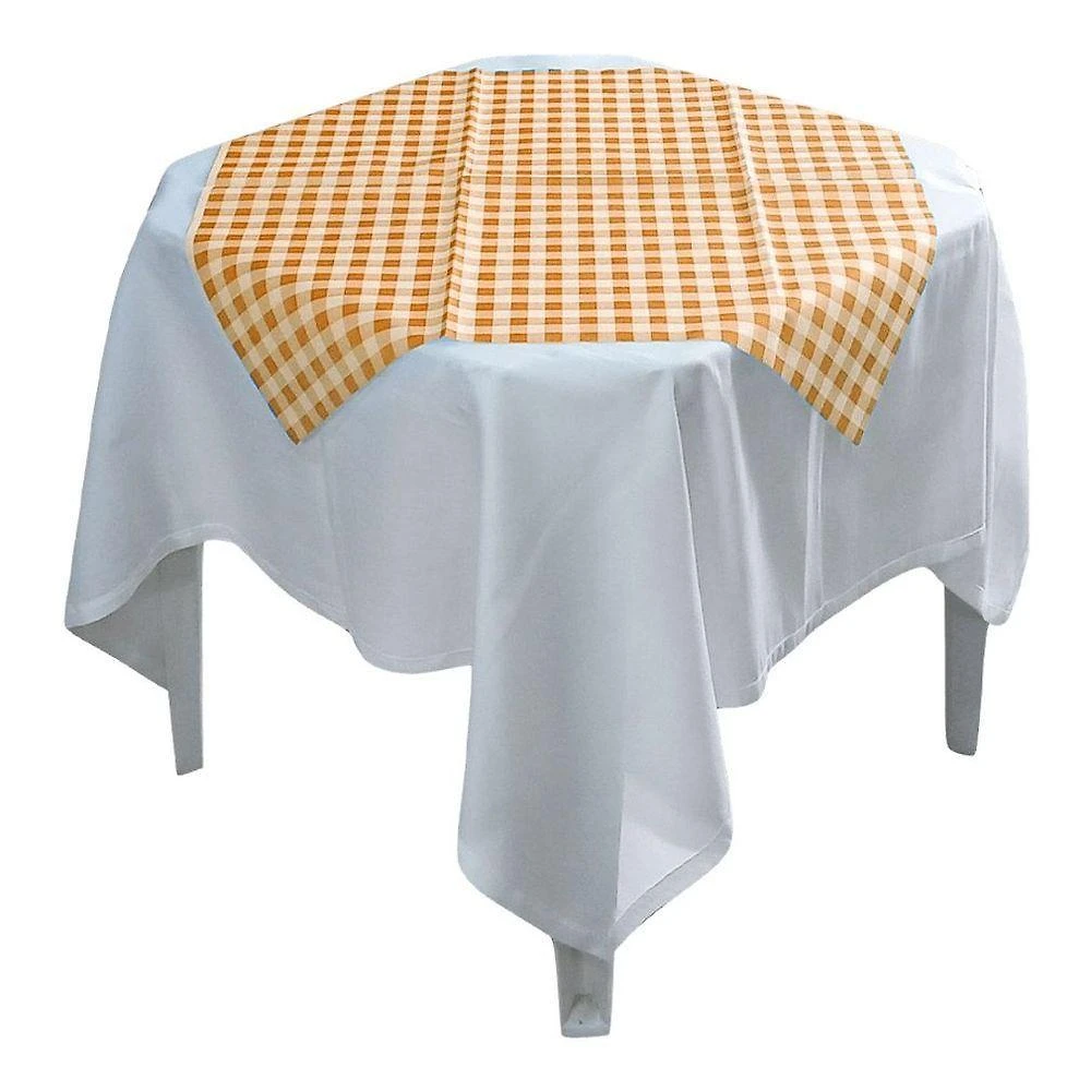 Toalha De Mesa Xadrez Laranja Tnt 70cm X 70cm - 5 Unidades