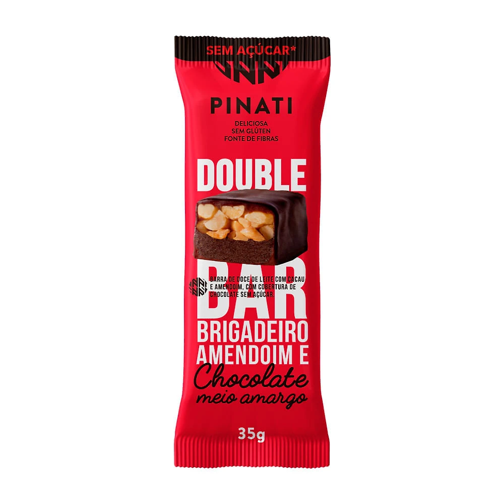 Barra Pinati Double Bar Brigadeiro Amendoim e Chocolate Meio Amargo 35g