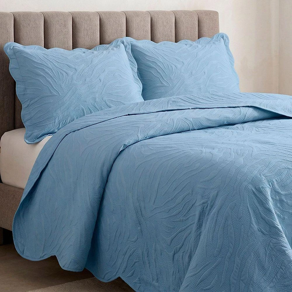 Cobre Leito Colcha Magestic Casal 3 Peças 100% Poliéster Microfibra Dupla Face Azul Casa Show