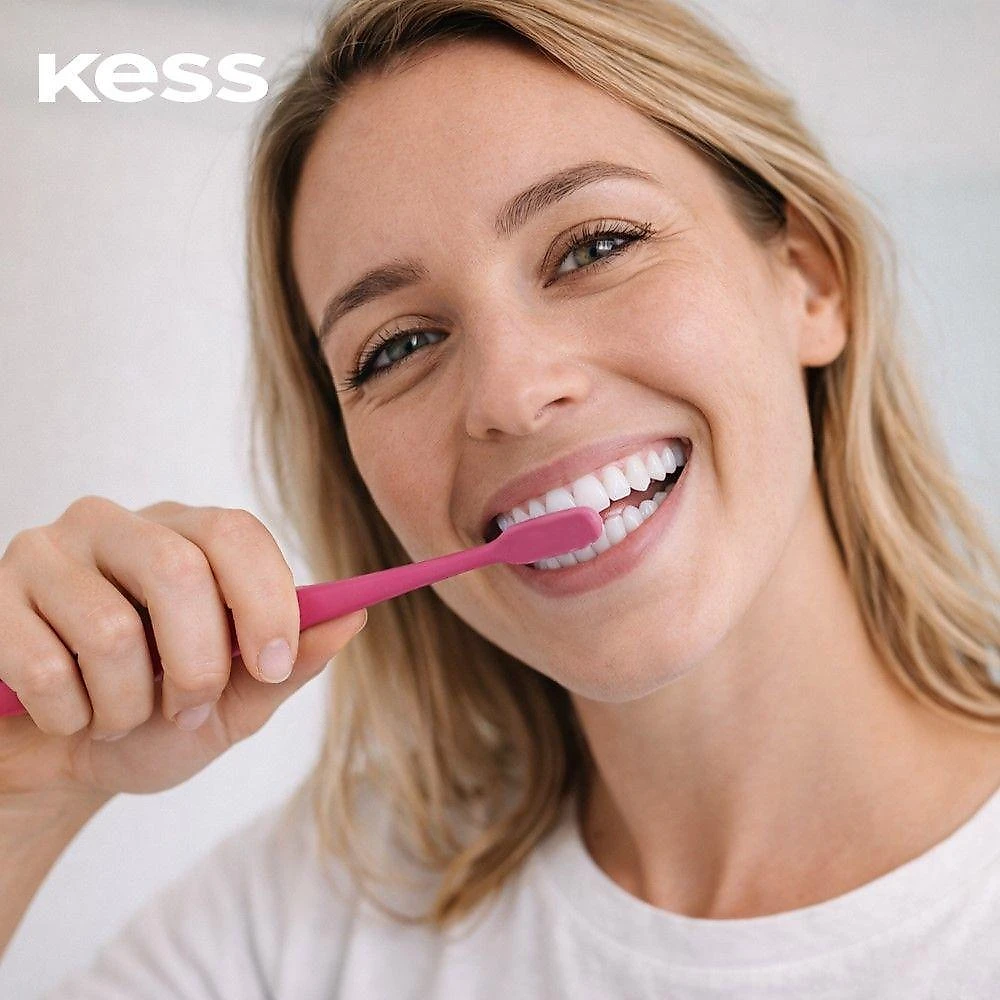 Kit Escova de Dente Kess Basic Cerdas Macias Nylon Rosa com 12 Unidades
