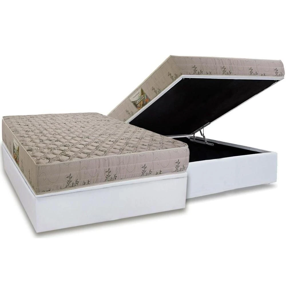 Conjunto Box Baú Casal: Colchão Espuma Herval D33 Cannes + Base Crc Linhão White (138x188)