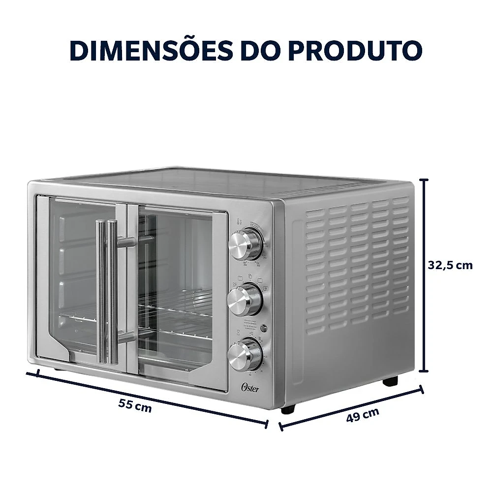 Forno e Fritadeira sem Óleo Oster 2 em 1 French Door 42 Litros - TSSTTVFDMAF 110