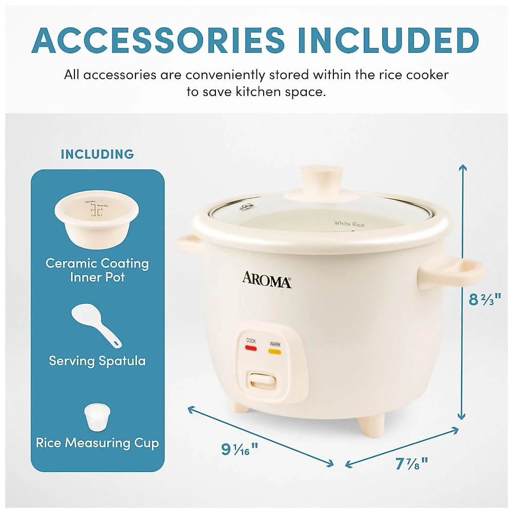 Panela Elétrica de Arroz AROMA CoreCoat PotStyle com Controle OneTouch e Revestimento Cerâmico Antiaderente 6 xícaras cozidas, 3 xícaras cruas