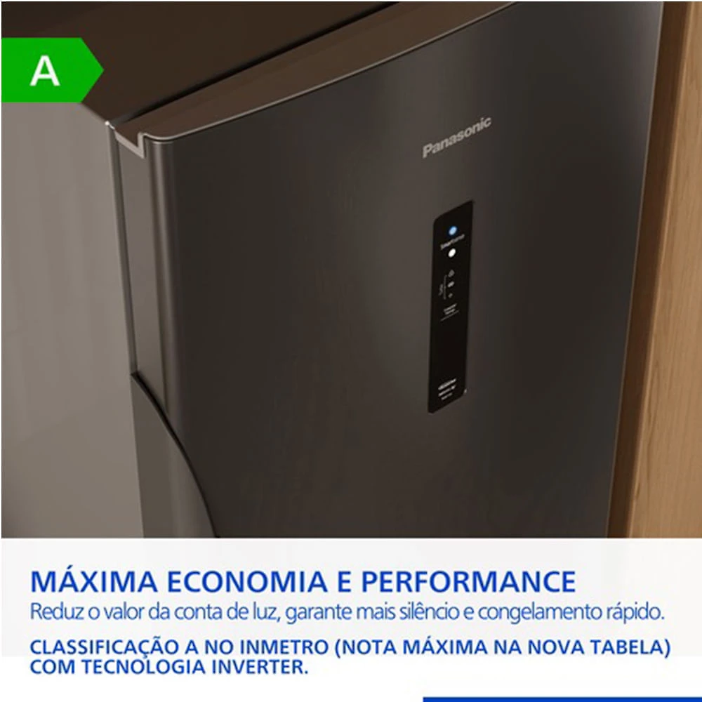 Miniatura Refrigerador Bottom Freezer Panasonic de 02 Portas Frost Free com 407 Litros, Aço Escovado - BB41 110