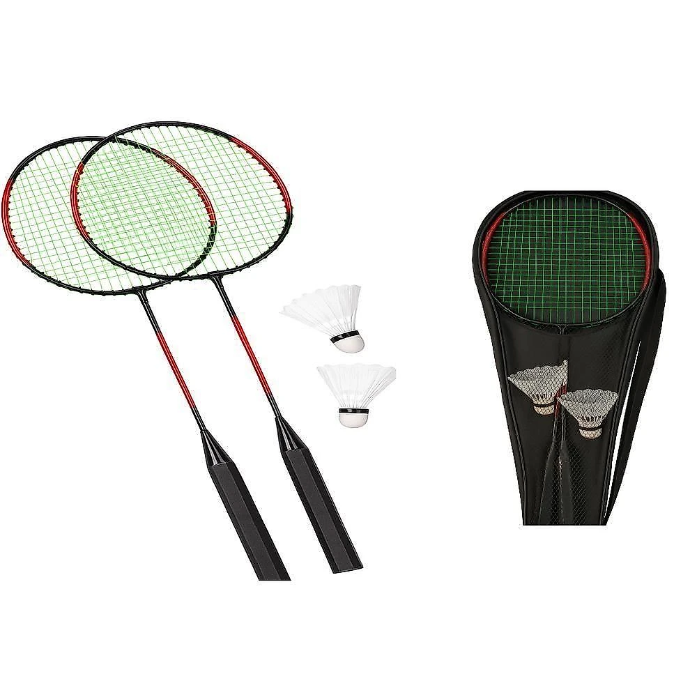 Kit Badminton 2 Raquetes Peteca Jogo De Frescobol Raqueteira Esporte Com Bolsa Transporte