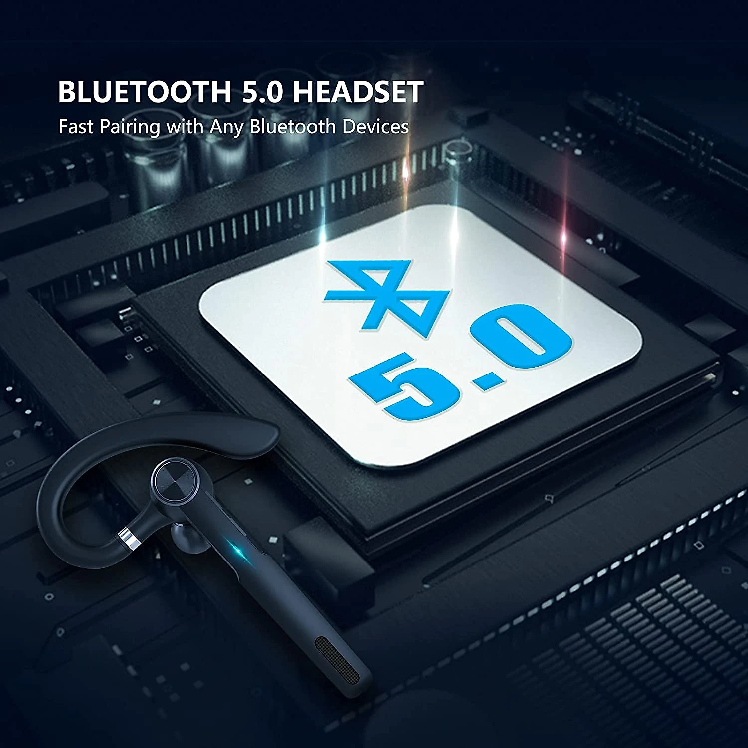 JOYHOOSH Fone de Ouvido Bluetooth com Estojo de Carregamento e Bateria 50H de Duração