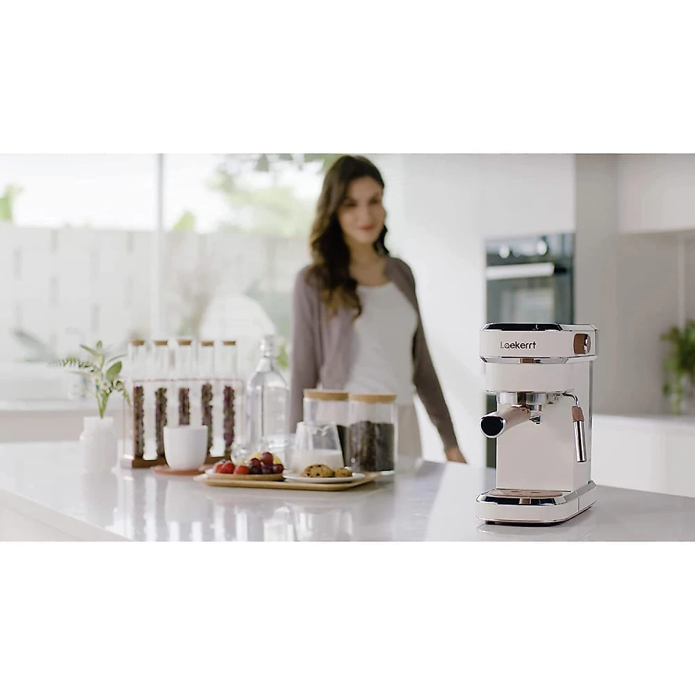 Laekerrt Máquina de Café Expresso 20Bar com Espumador de L eite 110V Branca