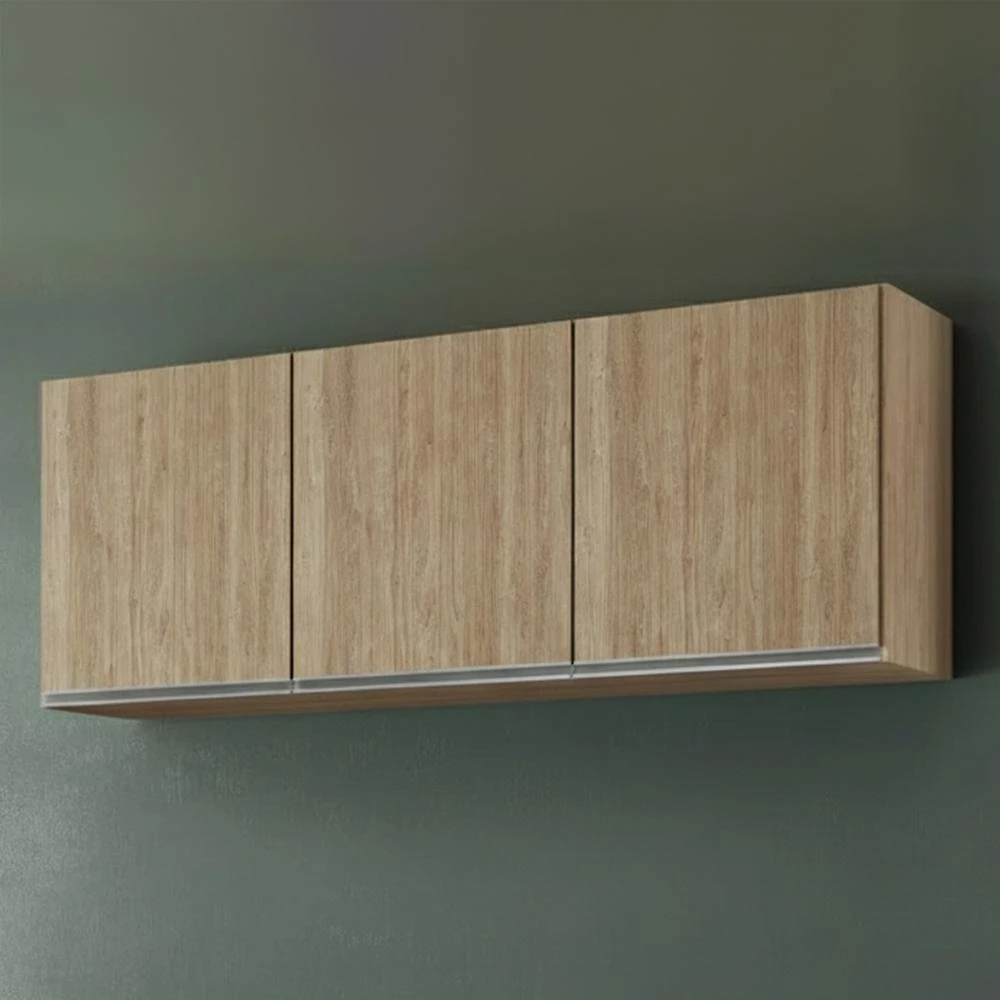 Armário De Cozinha Aéreo 150cm Com 3 Portas Argélia Castanho - Lumil