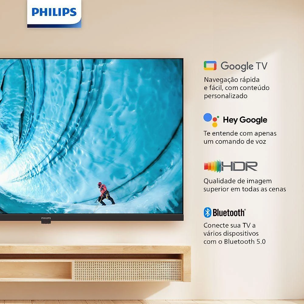 Smart TV Philips 32 HD Google TV Comando De Voz HDR HDMI Preto Bivolt