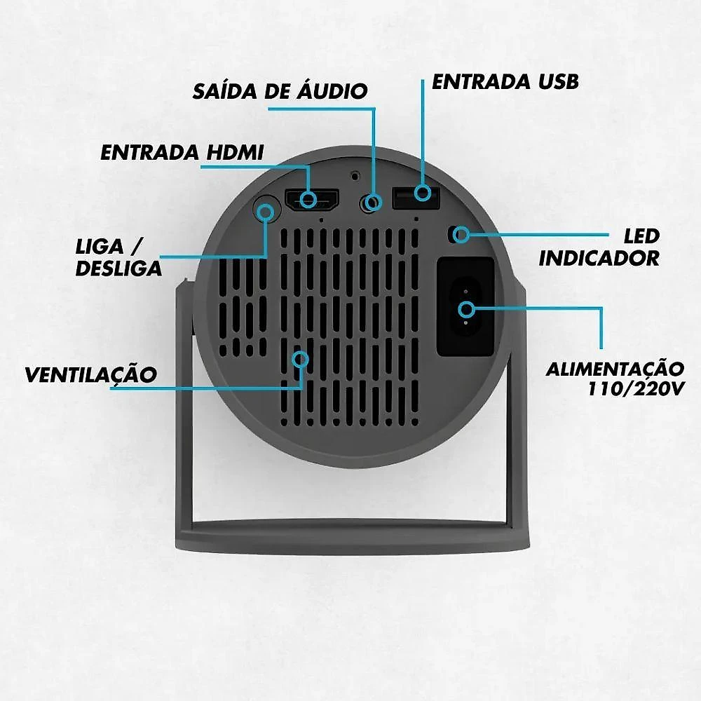 Projetor Hy300 Pro 4k Wi-fi, Bluetooth, Streaming Integrado, Portátil, Imagem 130” Full Hd/4k