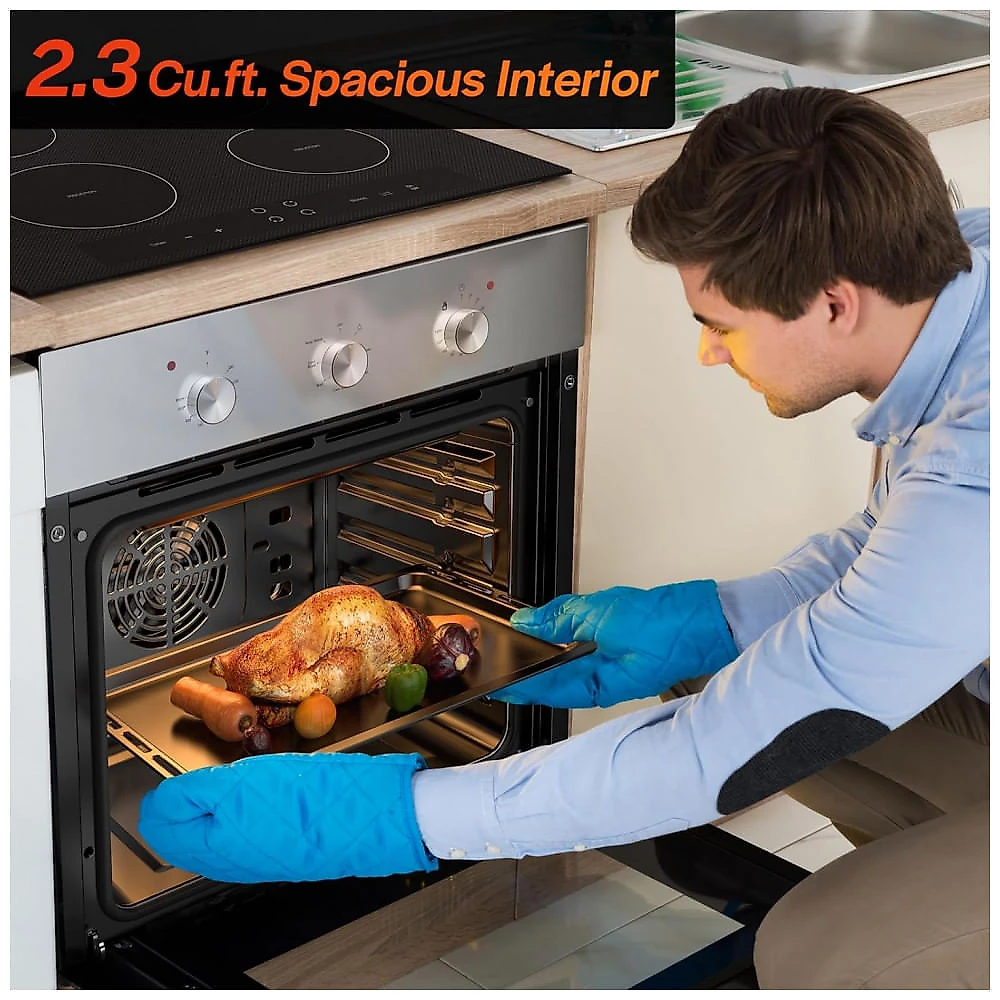 Forno elétrico de embutir 61cm Empava inox escovado convecção 6 modos de cozimento 65L 2800W 240V