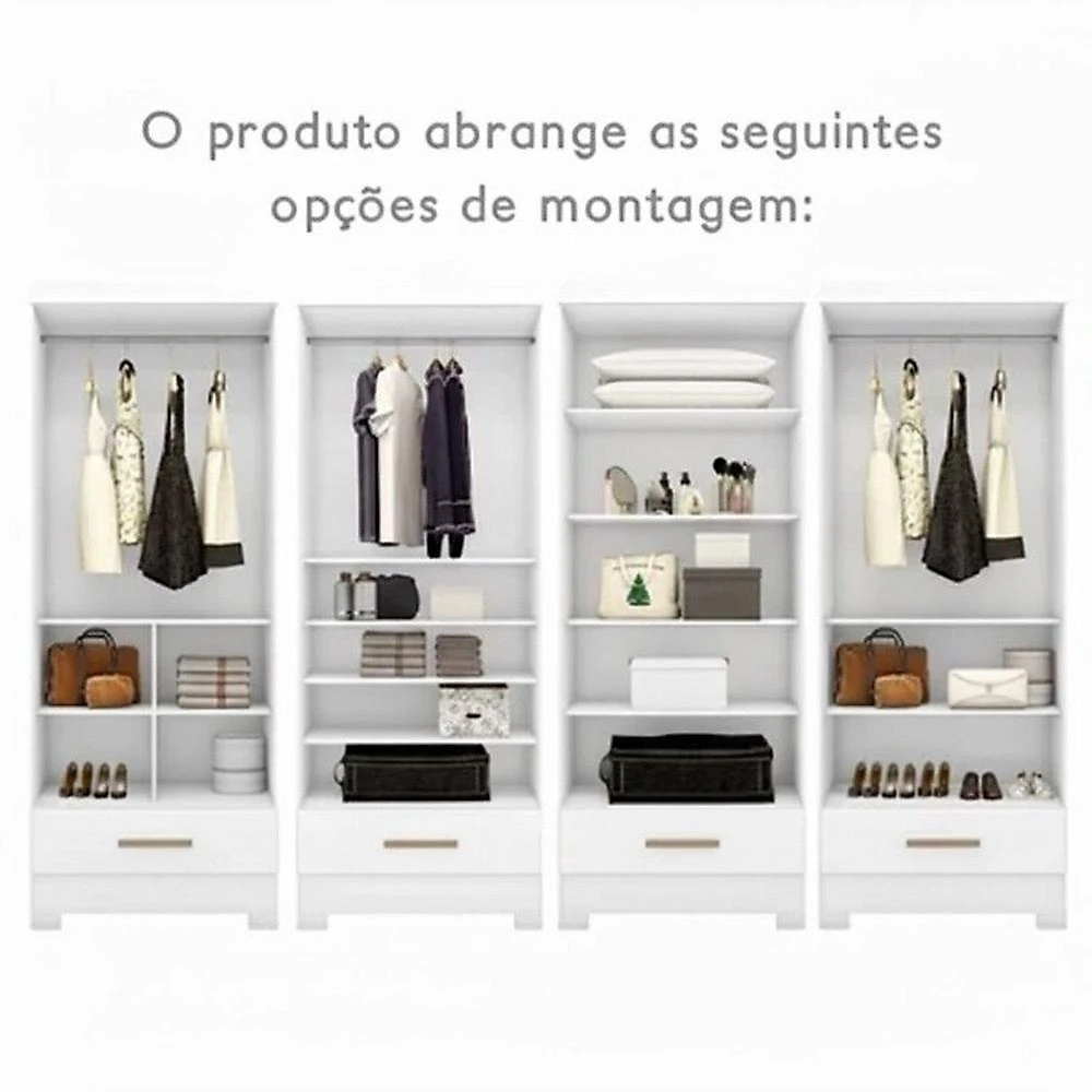 Closet Modulado de Canto 3 Peças 2 Gavetas Smart Plus Branco