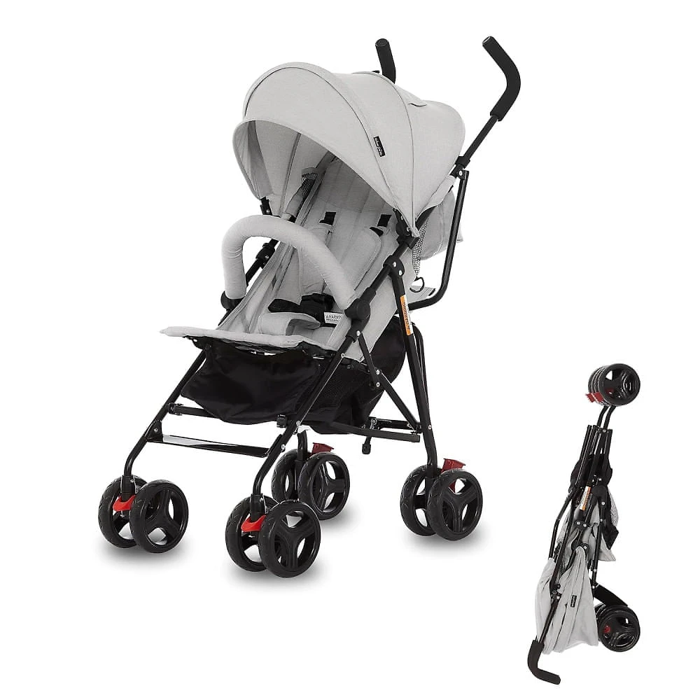 Carrinho de Bebê Dream On Me Vista Moonwalk em Cinza Claro, Leve e Compacto, Reclinável em Múltiplas Posições com Carrinho de Guarda-Sol, Amplo