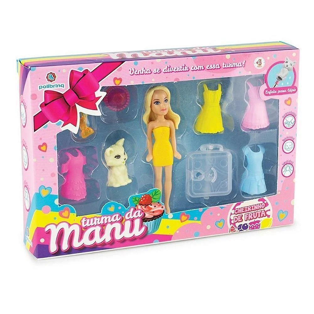Boneca Turma da Manu com Vestidos e Acessórios Polibrinq