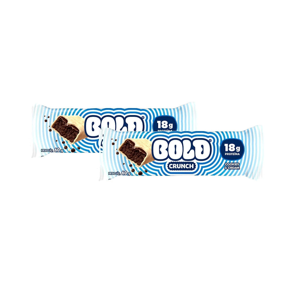 Kit 2 Barra de Proteína Bold Crunch 18g de Proteína Sabor Cookies & Cream 60g