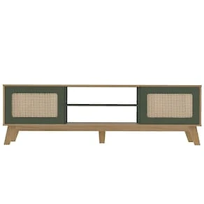 Miniatura Rack Artely Charlotte com 180 cm de Largura, Ideal para TV de até 75” Carvalho/Menta