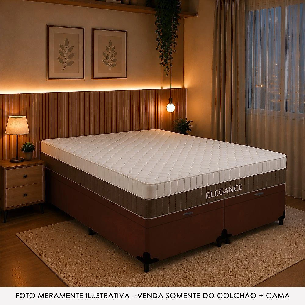 Cama Box com Baú Queen Elegance Molas Ensacadas Tecido Marrom Royal