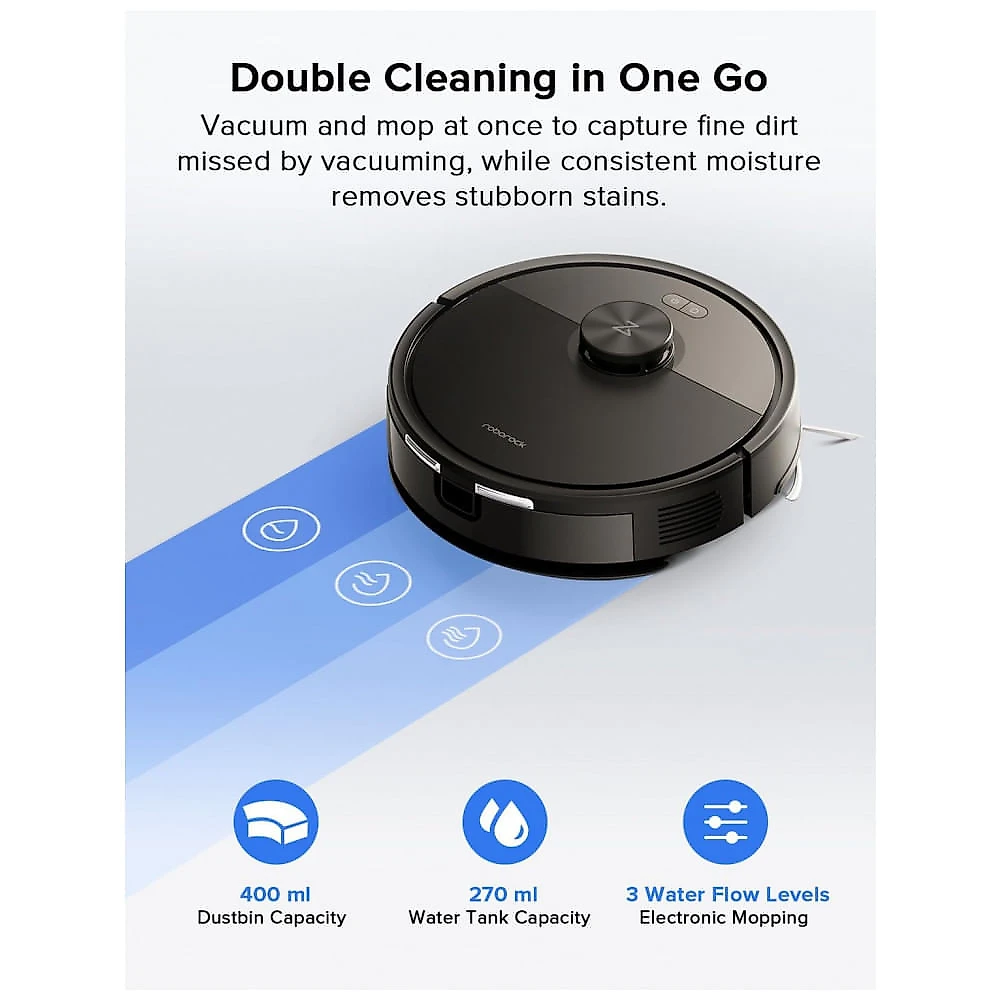 Robô Aspirador Roborock Q7 L5 Preto 2 em 1 Aspirar e Passar Pano 8.000Pa Navegação LiDAR 120V