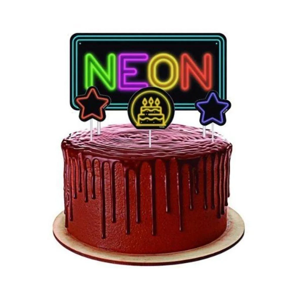Topper Para Bolo Neon - 4 Unidades